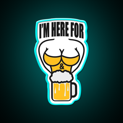 Im Here For Boobs And Beer Bar Decor Led Neon Sign Rgb Color - Size and dimension reference