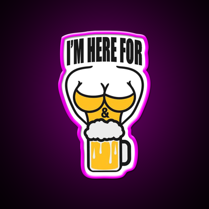 Im Here For Boobs And Beer Bar Decor Led Neon Sign Rgb Color - Neon sign mounted on wall in room