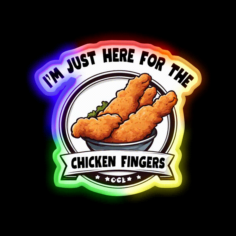 Im Just Here For The Chicken Fingers Snack Food Led Neon Sign Rgb Color - LED neon sign close-up detail