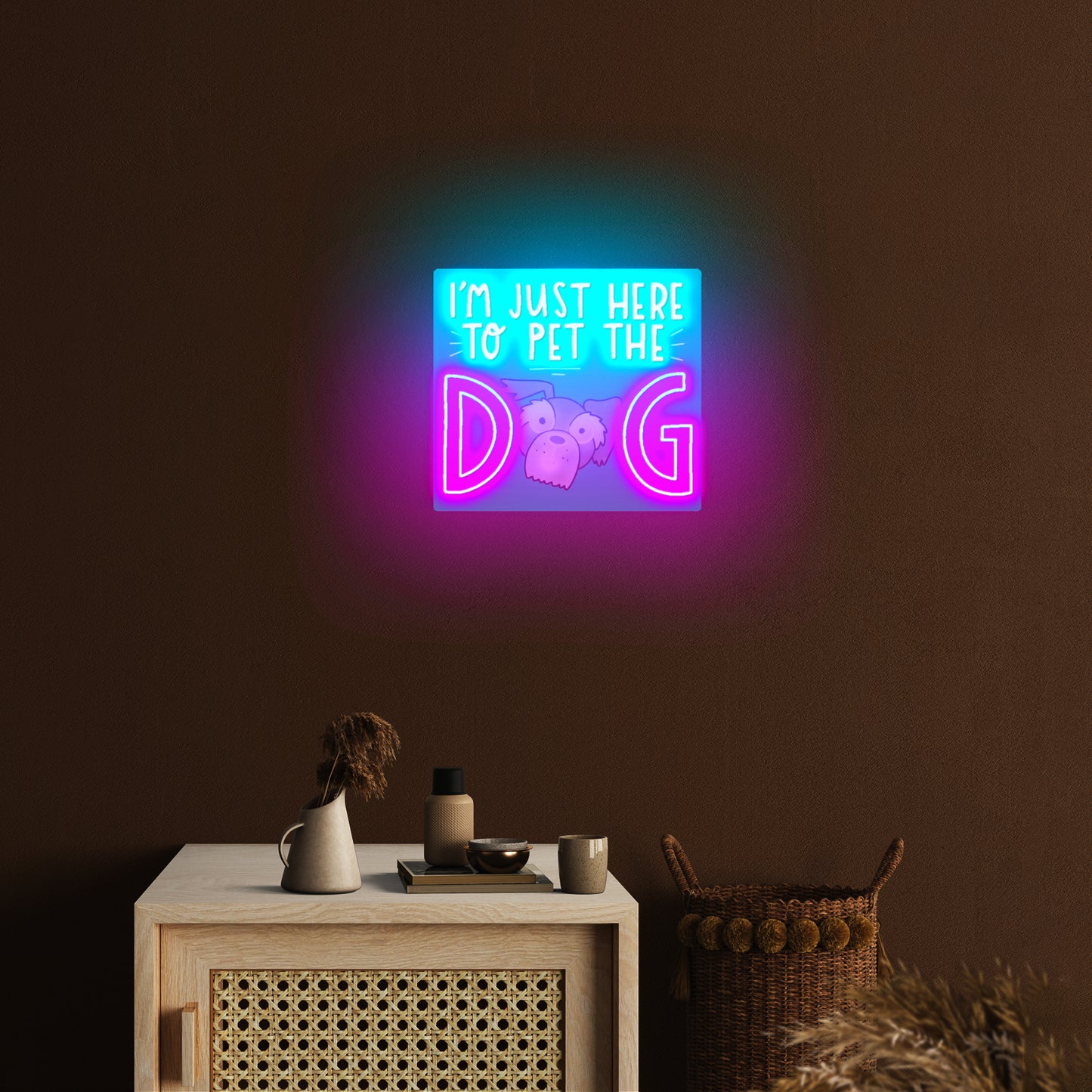 Im Just Here To Pet The Dog Artwork  Gaming Neon Signs