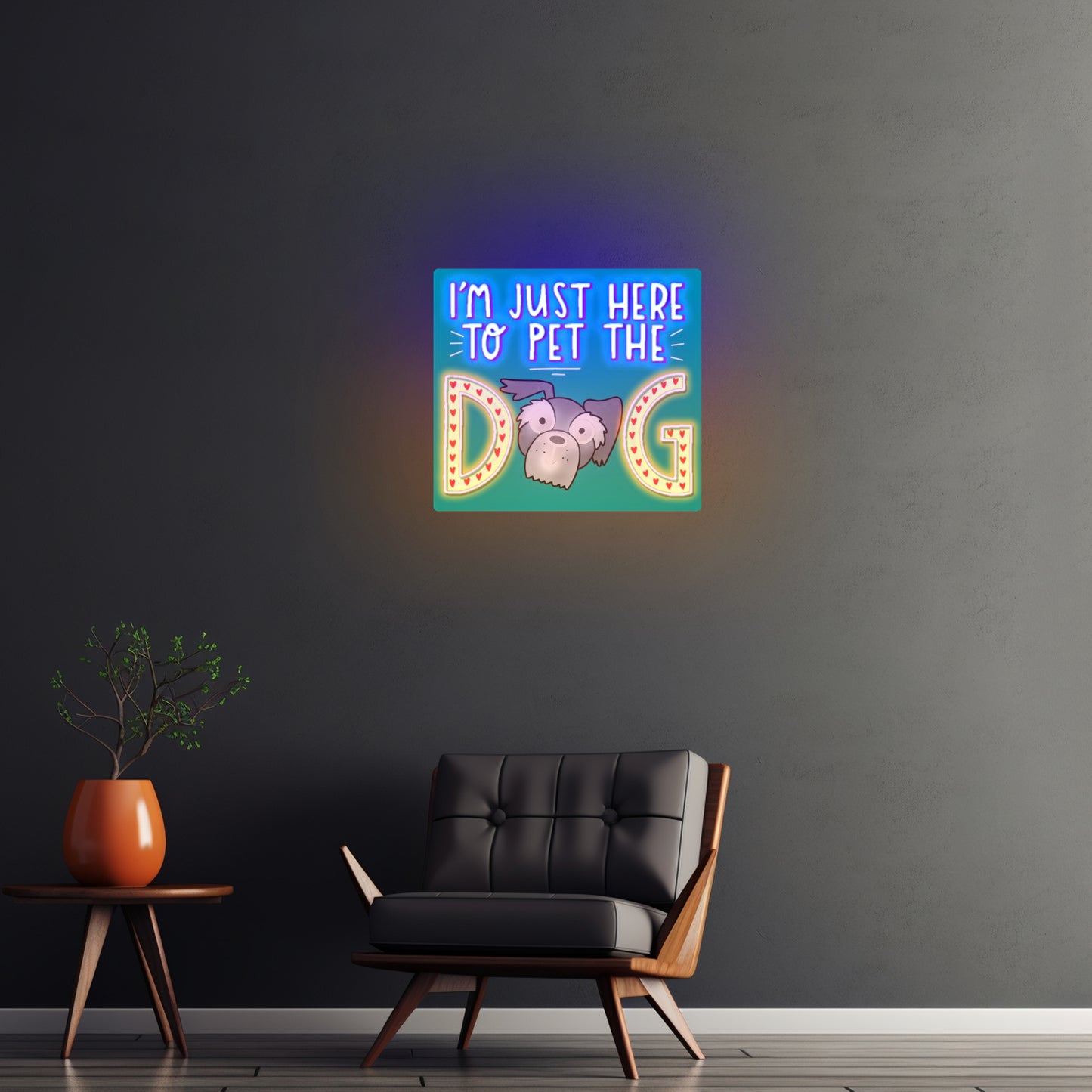 Im Just Here To Pet The Dog Artwork  Gaming Neon Signs