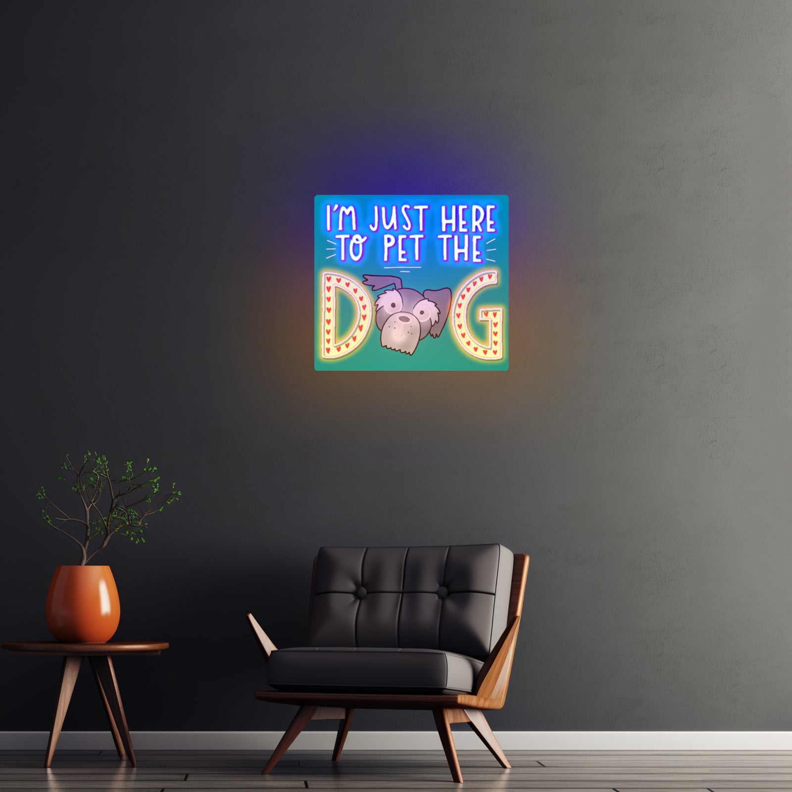 Im Just Here To Pet The Dog Artwork Gaming Neon Signs - LED neon sign view 5