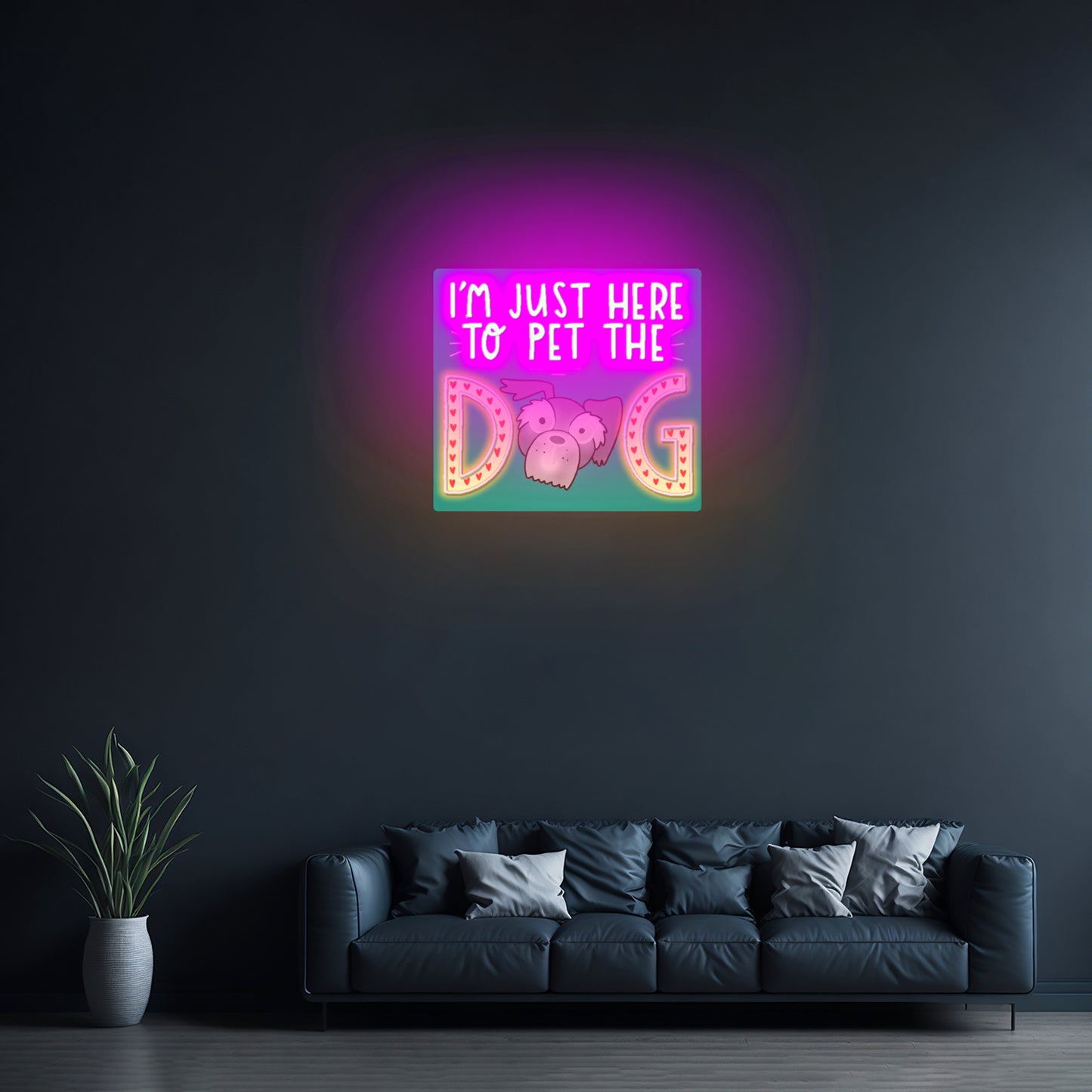 Im Just Here To Pet The Dog Artwork  Gaming Neon Signs