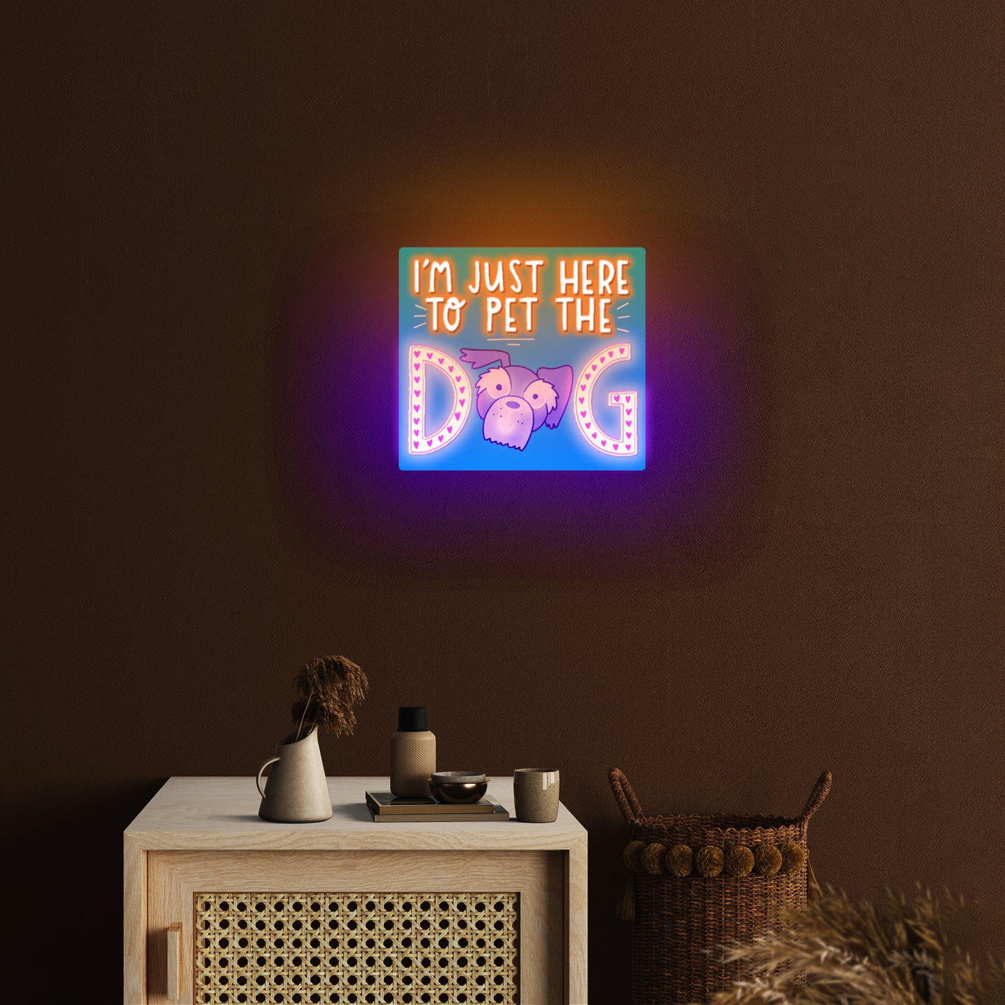 Im Just Here To Pet The Dog Artwork  Gaming Neon Signs