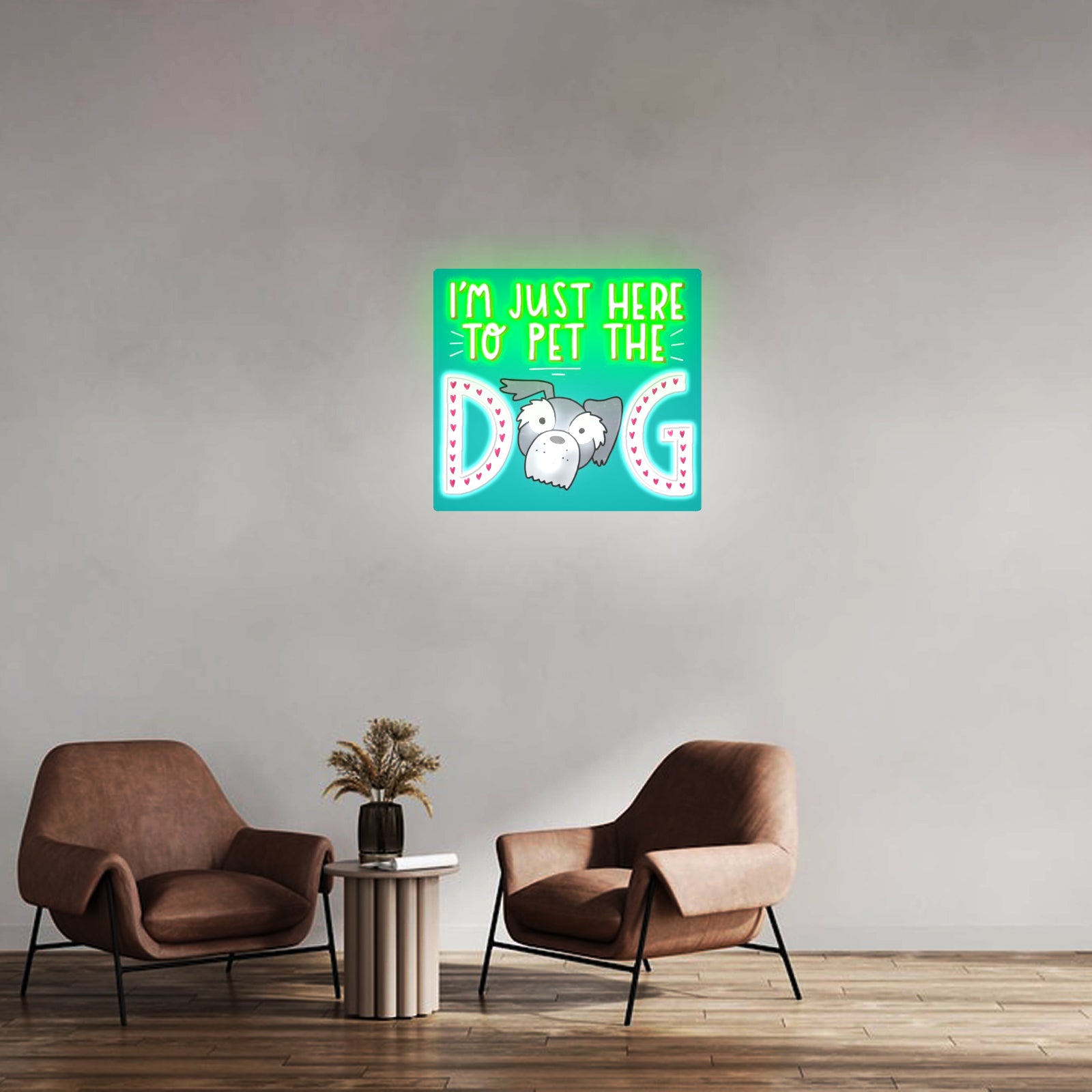 Im Just Here To Pet The Dog Artwork Gaming Neon Signs - LED neon sign view 9