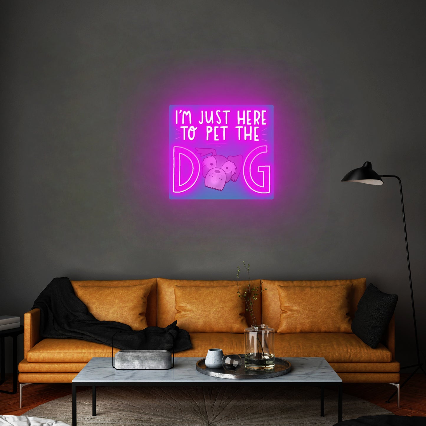 Im Just Here To Pet The Dog Artwork  Gaming Neon Signs