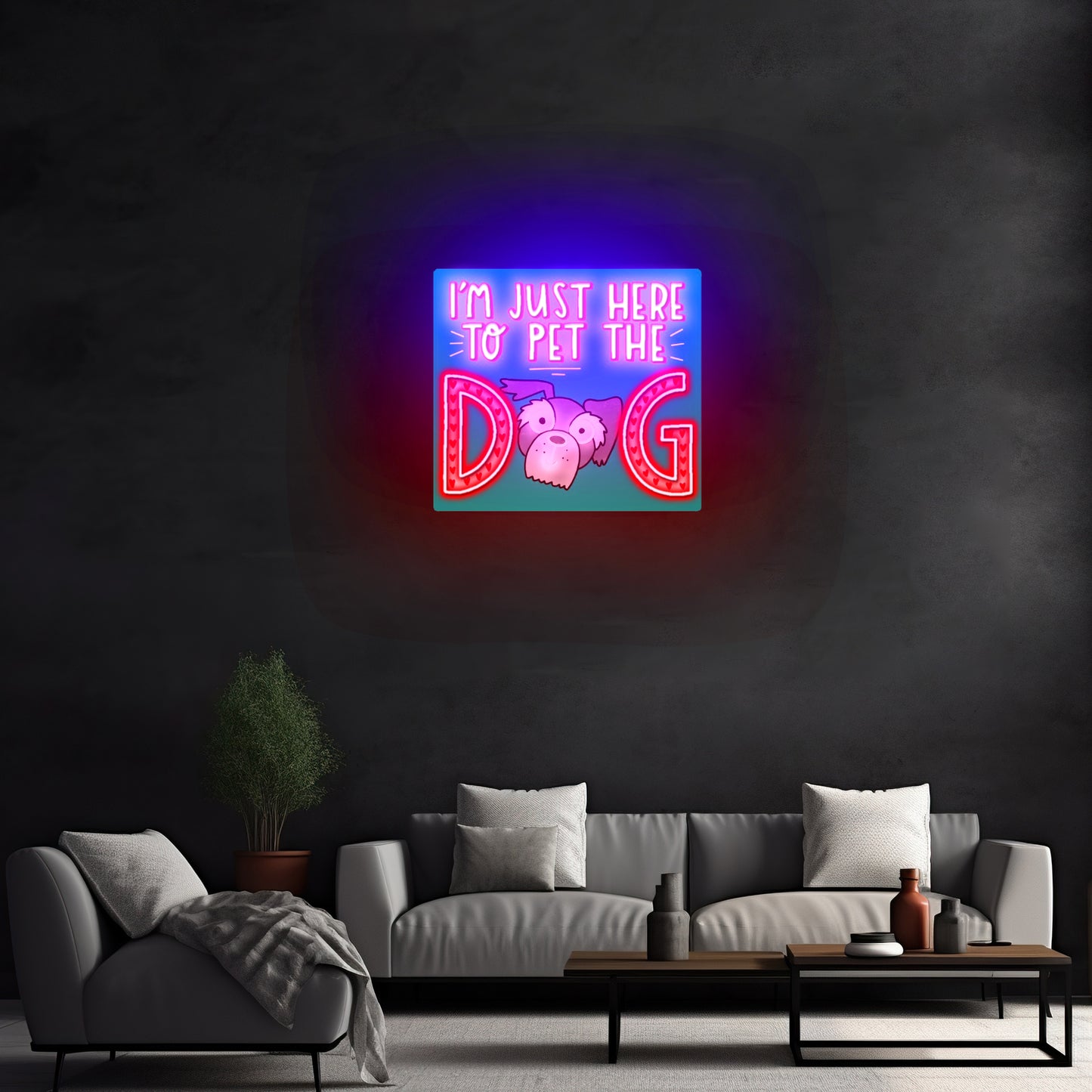 Im Just Here To Pet The Dog Artwork  Gaming Neon Signs