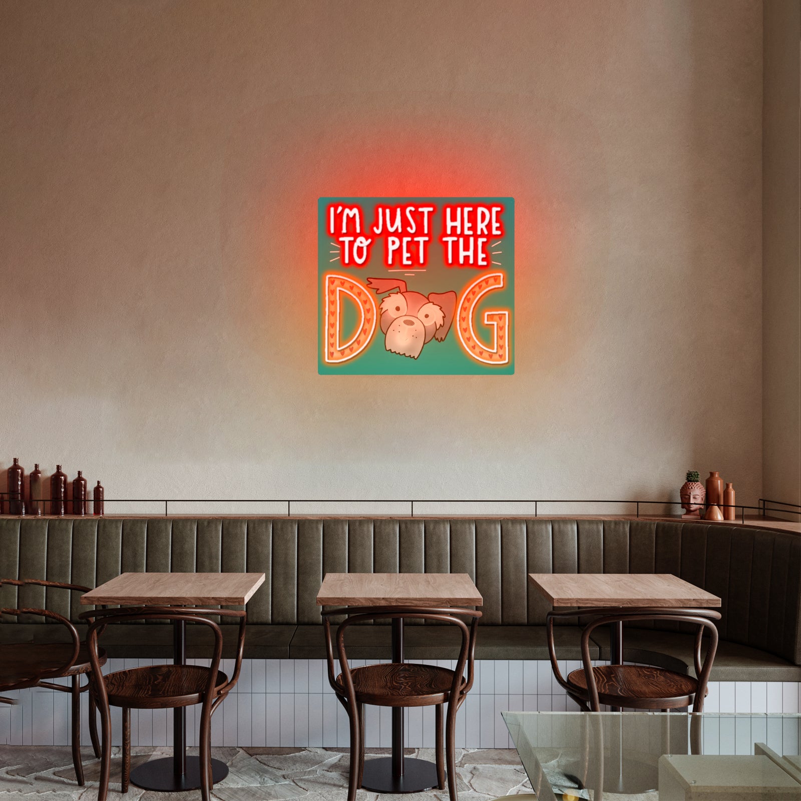Im Just Here To Pet The Dog Artwork Gaming Neon Signs - Custom LED neon sign front view