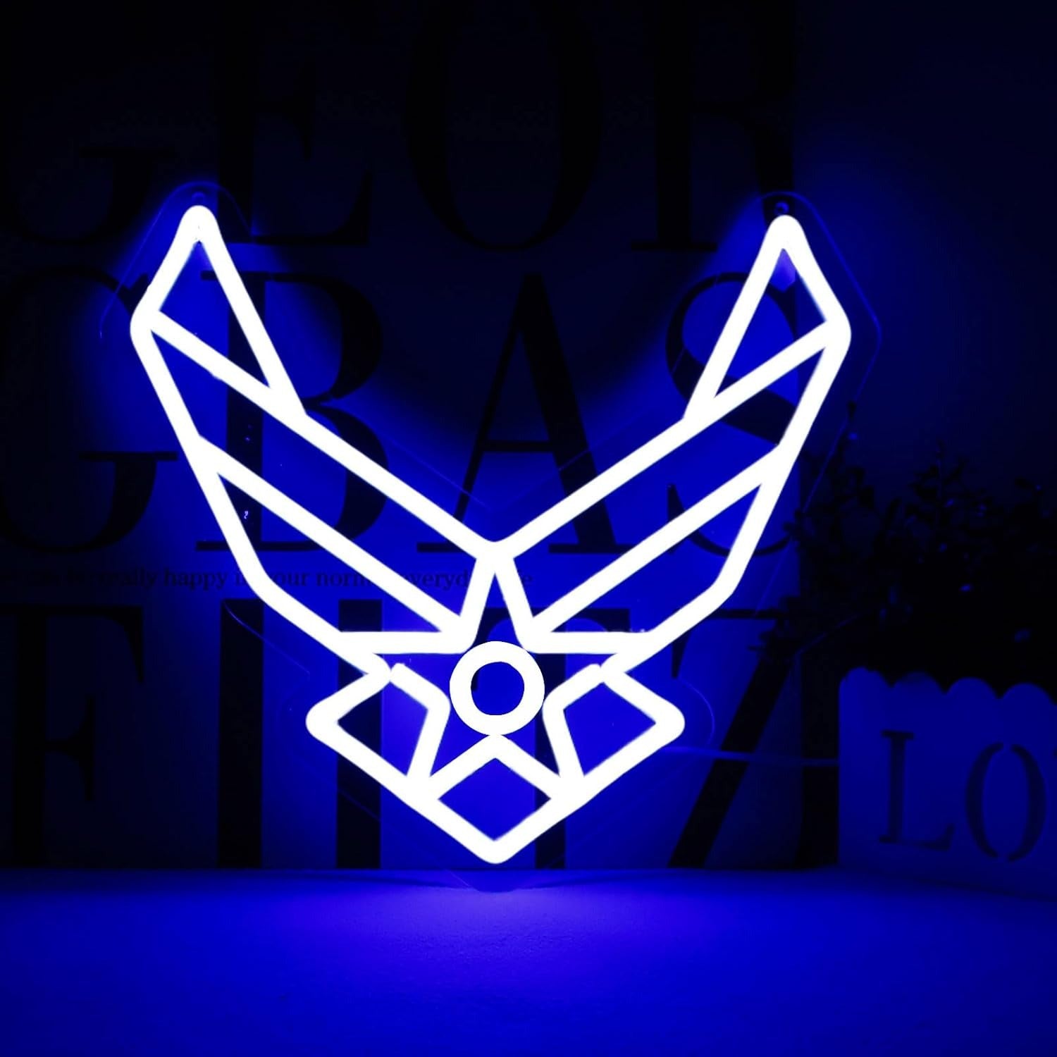 ShineNeon™ Stealth Wing LED Neon Sign – Tactical Blue Glow for Garage & Mancave