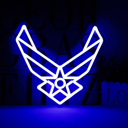 ShineNeon™ Stealth Wing LED Neon Sign – Tactical Blue Glow for Garage & Mancave