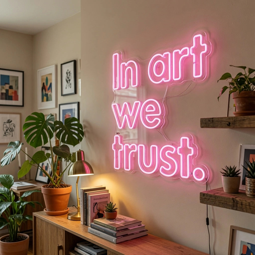 In Art We Trust LED Neon Sign Home Decor - 03 Real Lifestyle Scene