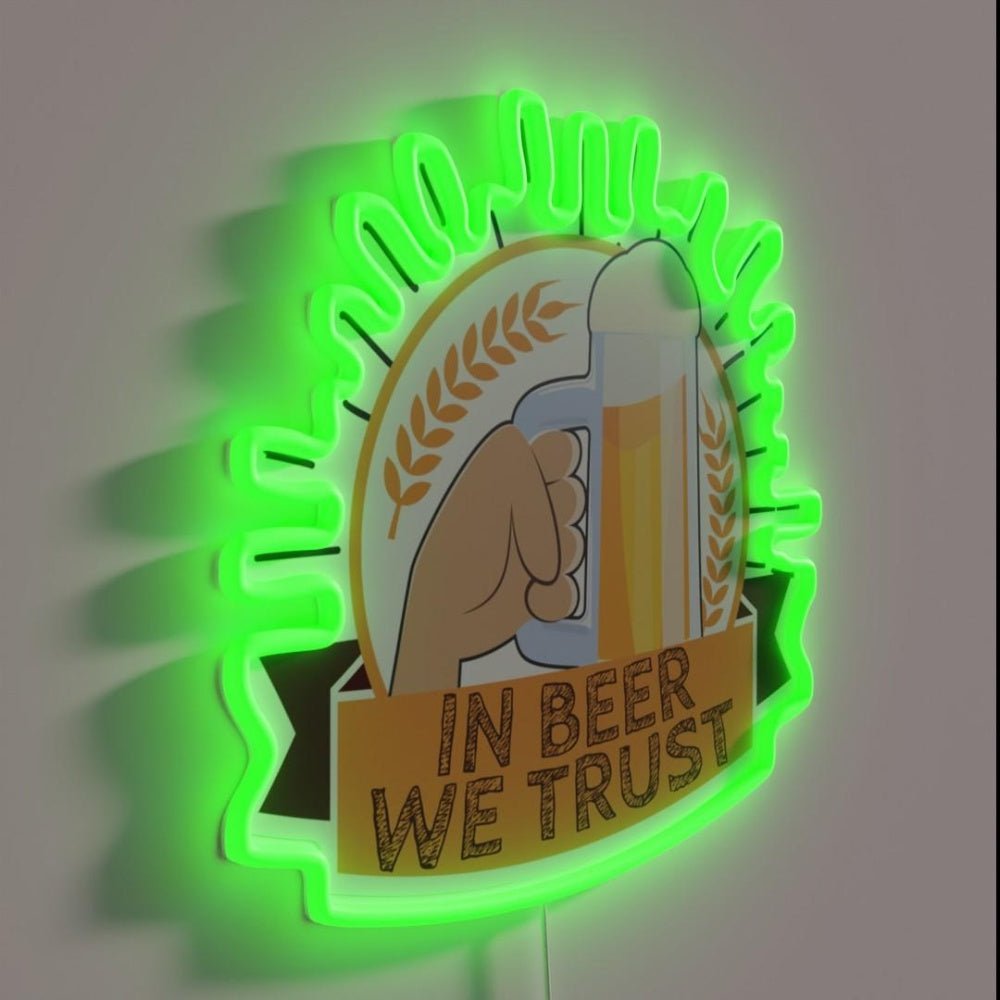 In Beer We Trust Oktoberfest Hops Rgb Led Neon Sign Bar Art - Shineneon