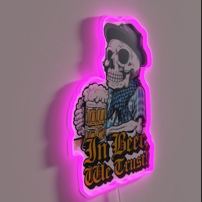 In Beer We Trust Skrull Skull Gothic Rgb Led Neon Sign - Shineneon