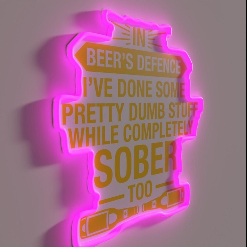 In Beersdefence I Ve Done Pretty Dumb Stuff Beer Lover Rgb Led Neon Sign - Shineneon