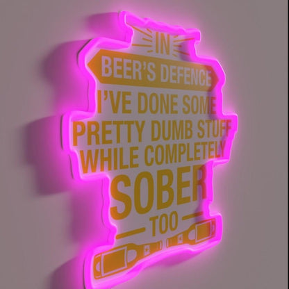 In Beersdefence I Ve Done Pretty Dumb Stuff Beer Lover Rgb Led Neon Sign - Shineneon
