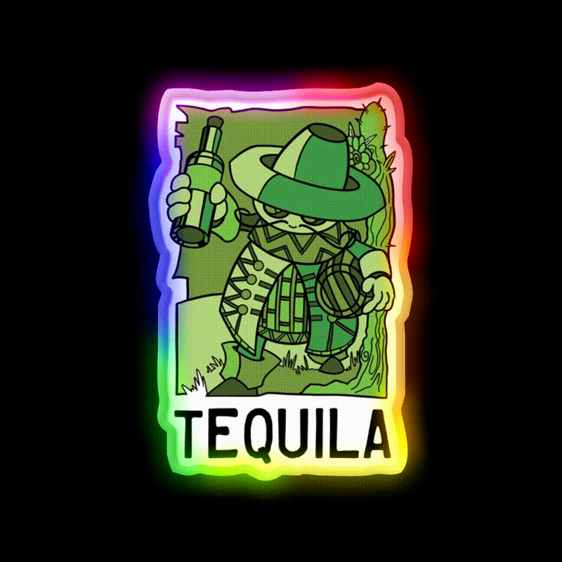 In Fact Tequila Mug Family Party Drink Tequila Led Neon Sign Rgb Color - LED neon sign close-up detail