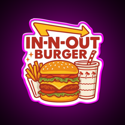 In N Out Vibes Retro California Fast Food Led Neon Sign For Burger Place Rgb Color