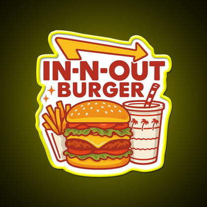 In N Out Vibes Retro California Fast Food Led Neon Sign For Burger Place Rgb Color
