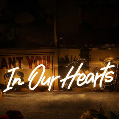 In Our Hearts Yellow Led Neon Sign - Shineneon