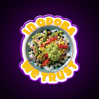 In Qdoba We Trust Fast Food Led Neon Sign For Burger Place Rgb Color