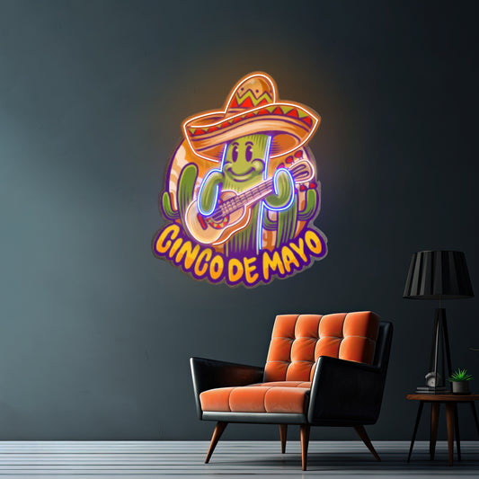 Inco De Mayo Cactus Mascot Led Neon Sign Light Custom Led Signs