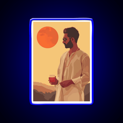Indian Man With Whiskey And Mountain Whiskey Drink Bar Led Neon Sign Rgb Color - Shineneon