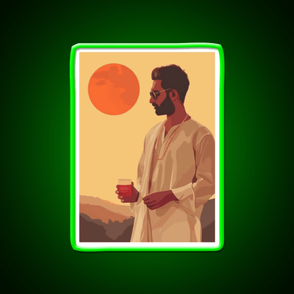 Indian Man With Whiskey And Mountain Whiskey Drink Bar Led Neon Sign Rgb Color - Shineneon