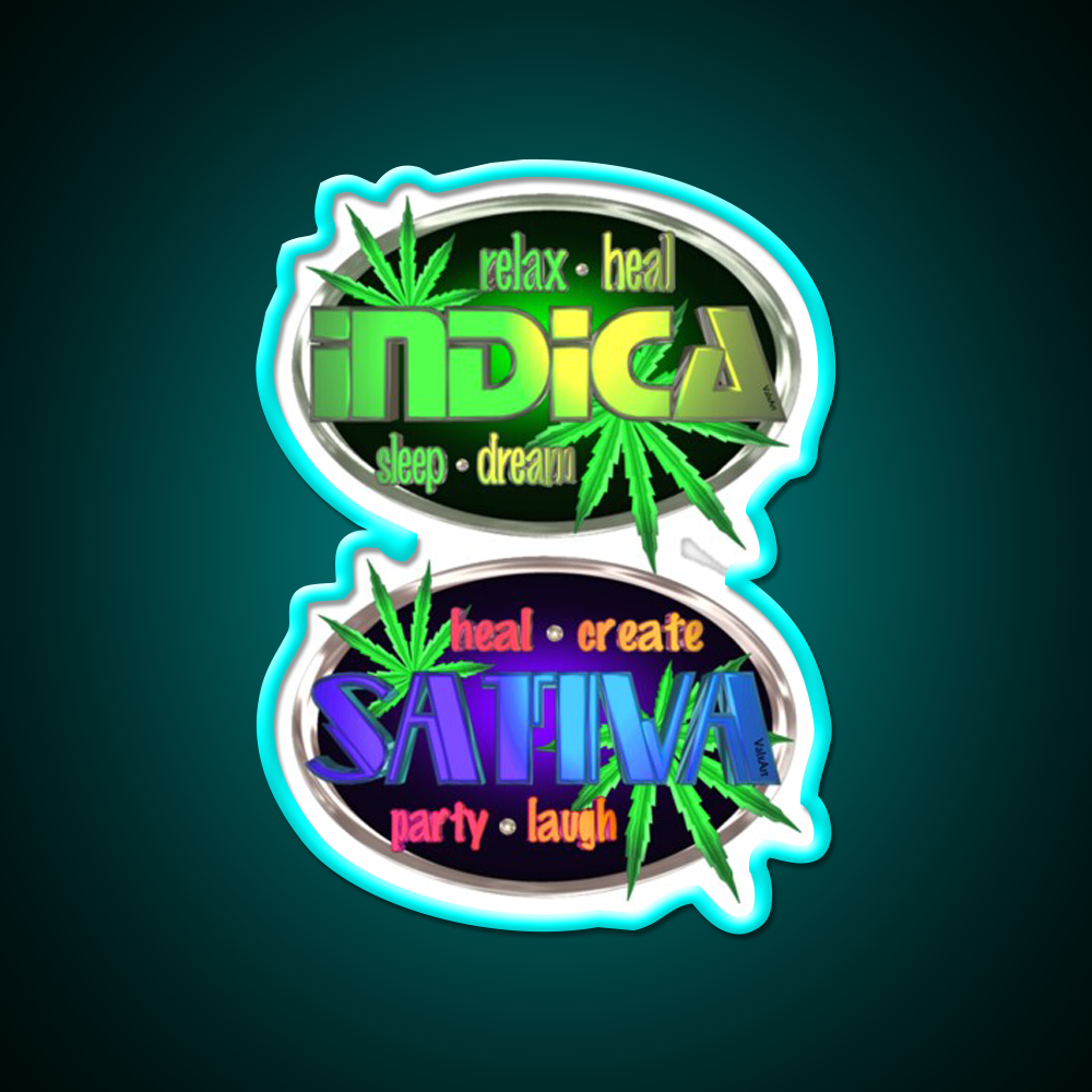 Indica Sativa Hemp Inspired Green Leaf Led Neon Sign Rgb Color - Size and dimension reference
