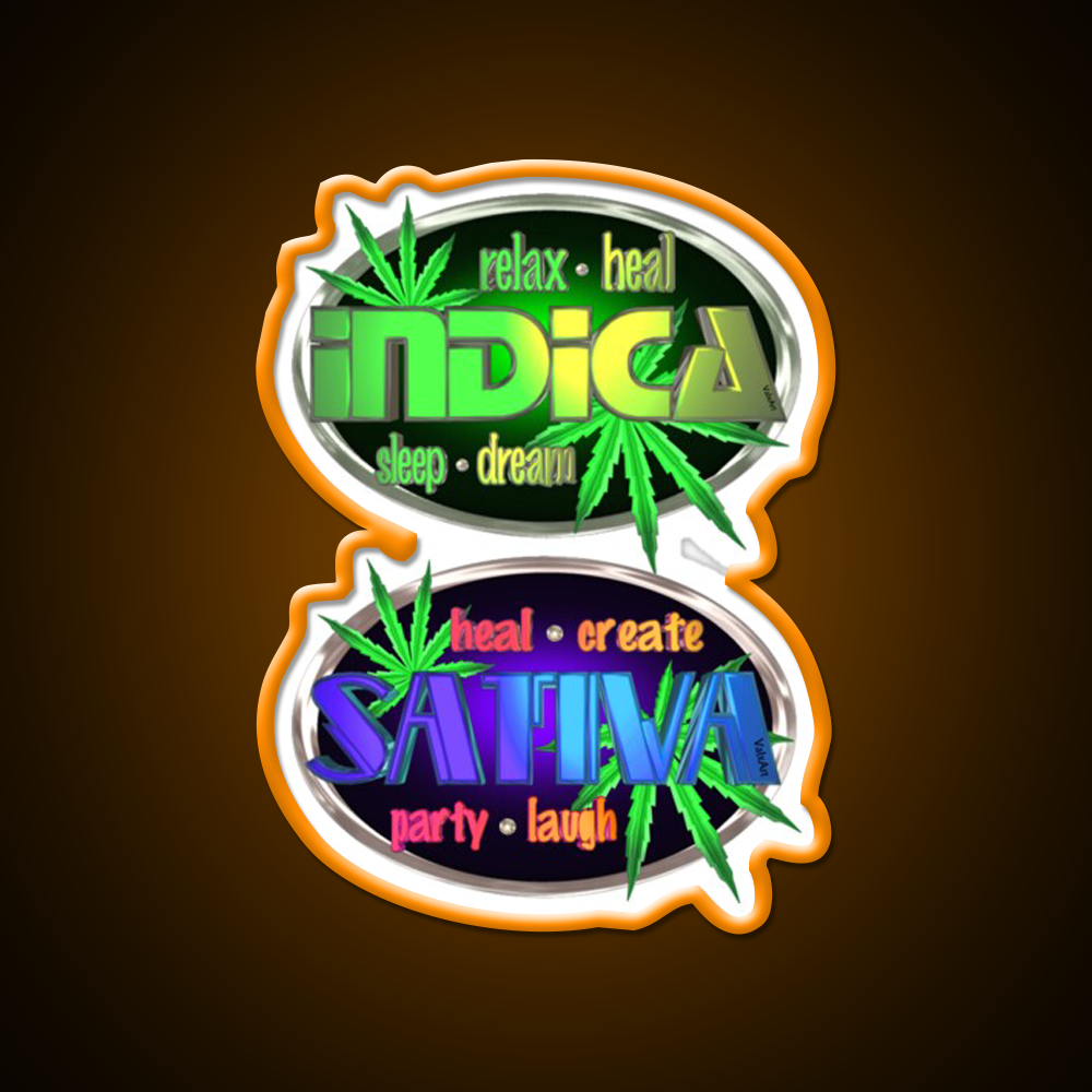 Indica Sativa Hemp Inspired Green Leaf Led Neon Sign Rgb Color - LED neon sign view 6