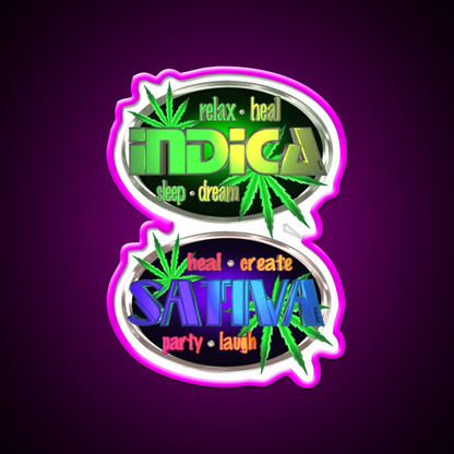 Indica Sativa Hemp Inspired Green Leaf Led Neon Sign Rgb Color - Neon sign mounted on wall in room