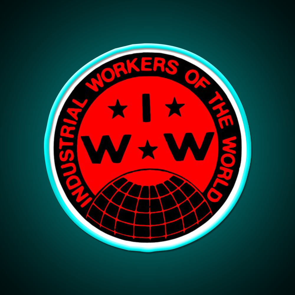 Industrial Workers Of The World Iww Logo Beer Bar Decor Led Neon Sign Rgb Color - Size and dimension reference