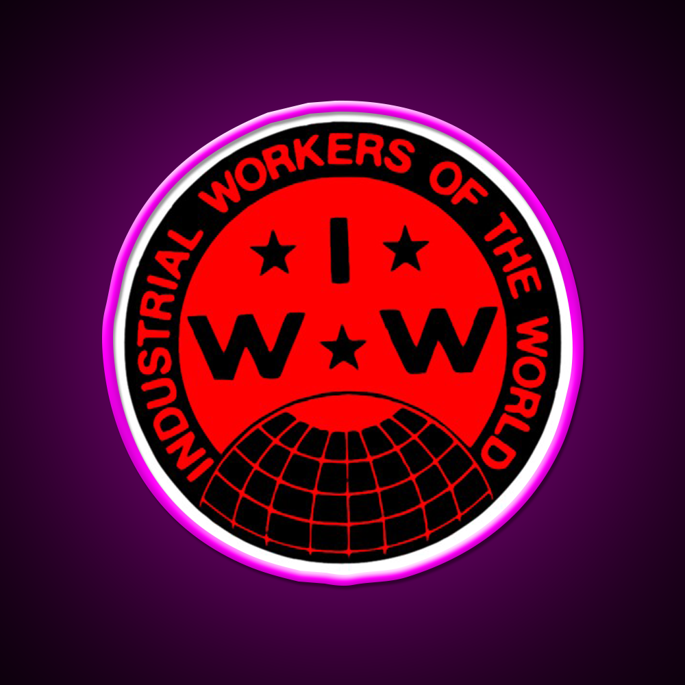 Industrial Workers Of The World Iww Logo Beer Bar Decor Led Neon Sign Rgb Color - Neon sign mounted on wall in room