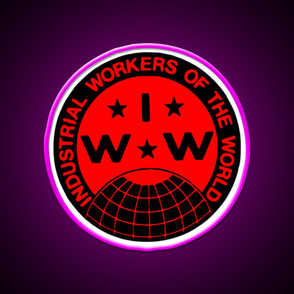 Industrial Workers Of The World Iww Logo Beer Bar Decor Led Neon Sign Rgb Color - Neon sign mounted on wall in room