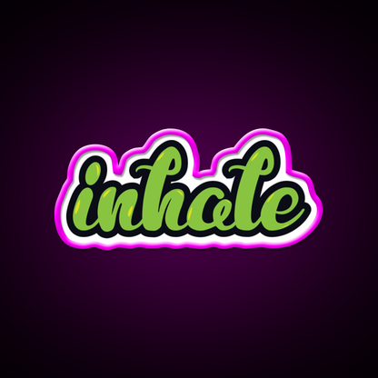 Inhale Hemp Inspired Green Leaf Led Neon Sign Rgb Color - Neon sign mounted on wall in room