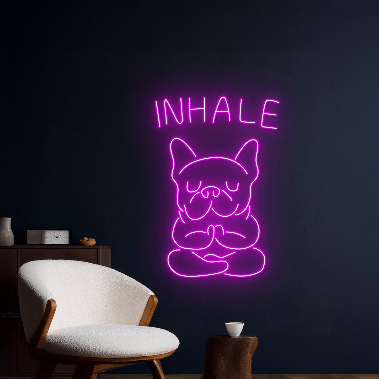 Inhale Yoga French Bulldog Neon Sign