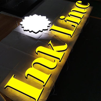 Ink Line With Logo 3D Frontlit Letters Metal Led Sign - Shineneon