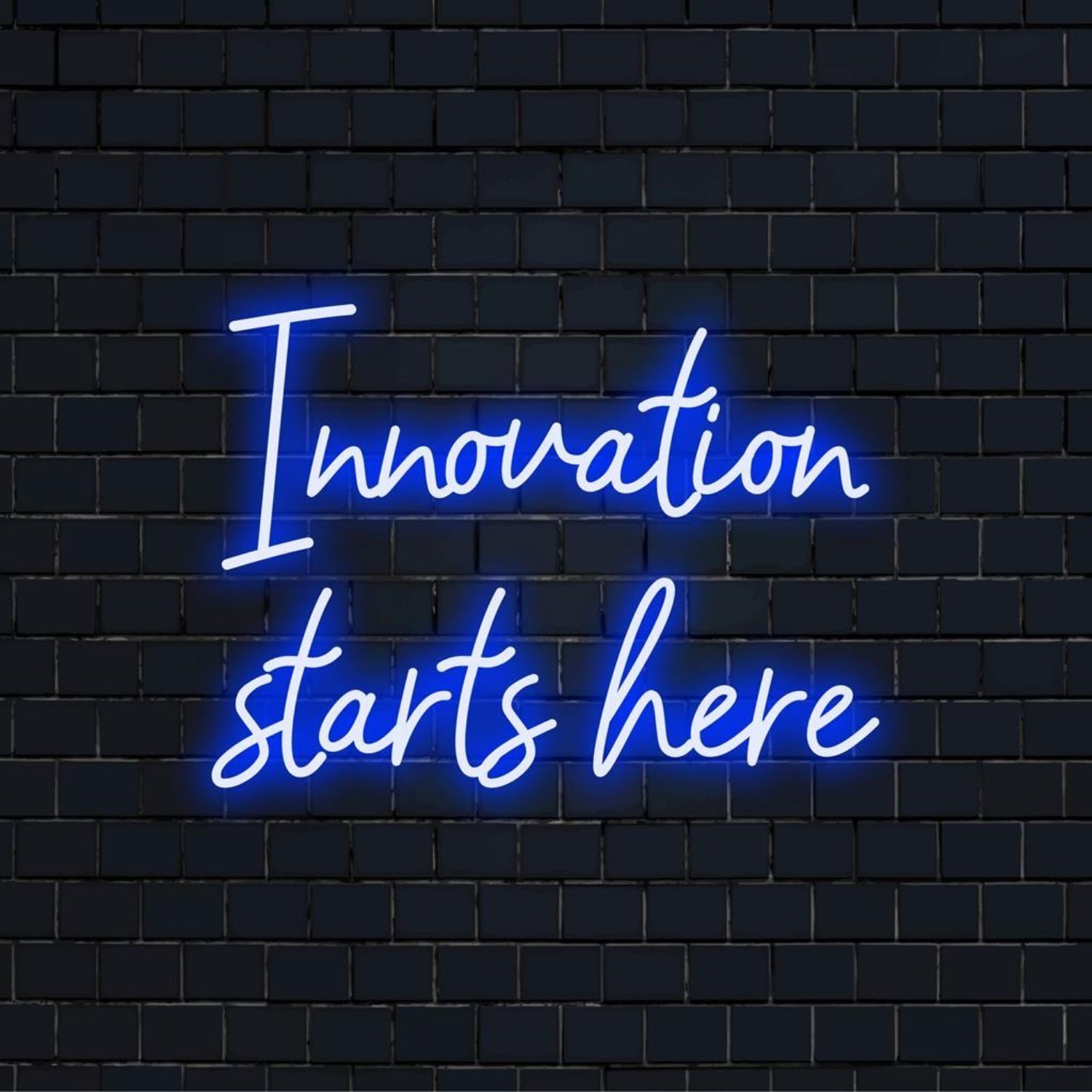 Innovation Starts Here Bright Blue Fluid Script Led Neon Sign For Creative Spaces | Shineneon