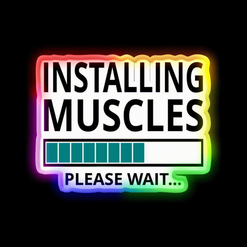 Installing Muscles Please Wait Gym Fitness Led Neon Sign Rgb Color - LED neon sign close-up detail
