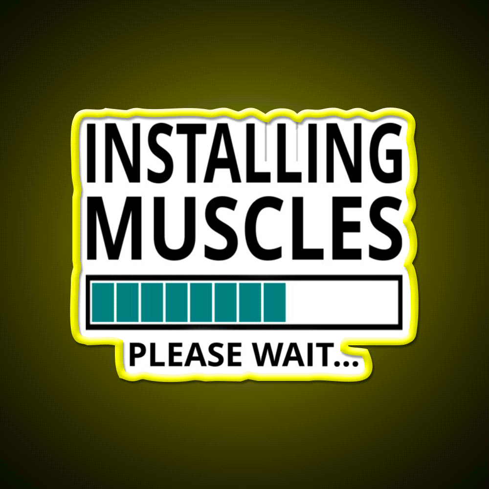 Installing Muscles Please Wait Gym Fitness Led Neon Sign Rgb Color - Custom LED neon sign front view
