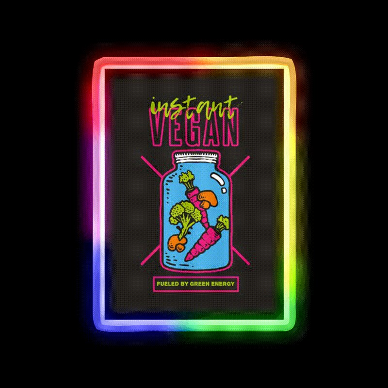 Instant Vegan Fast Food Led Neon Sign For Burger Place Rgb Color