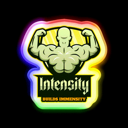 Intensity Builds Immensity Bodybuilding Gym Fitness Led Neon Sign Rgb Color - LED neon sign close-up detail