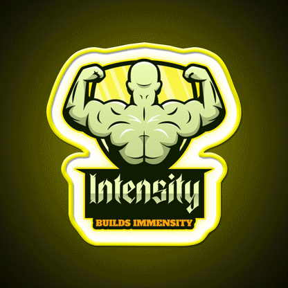 Intensity Builds Immensity Bodybuilding Gym Fitness Led Neon Sign Rgb Color - Custom LED neon sign front view
