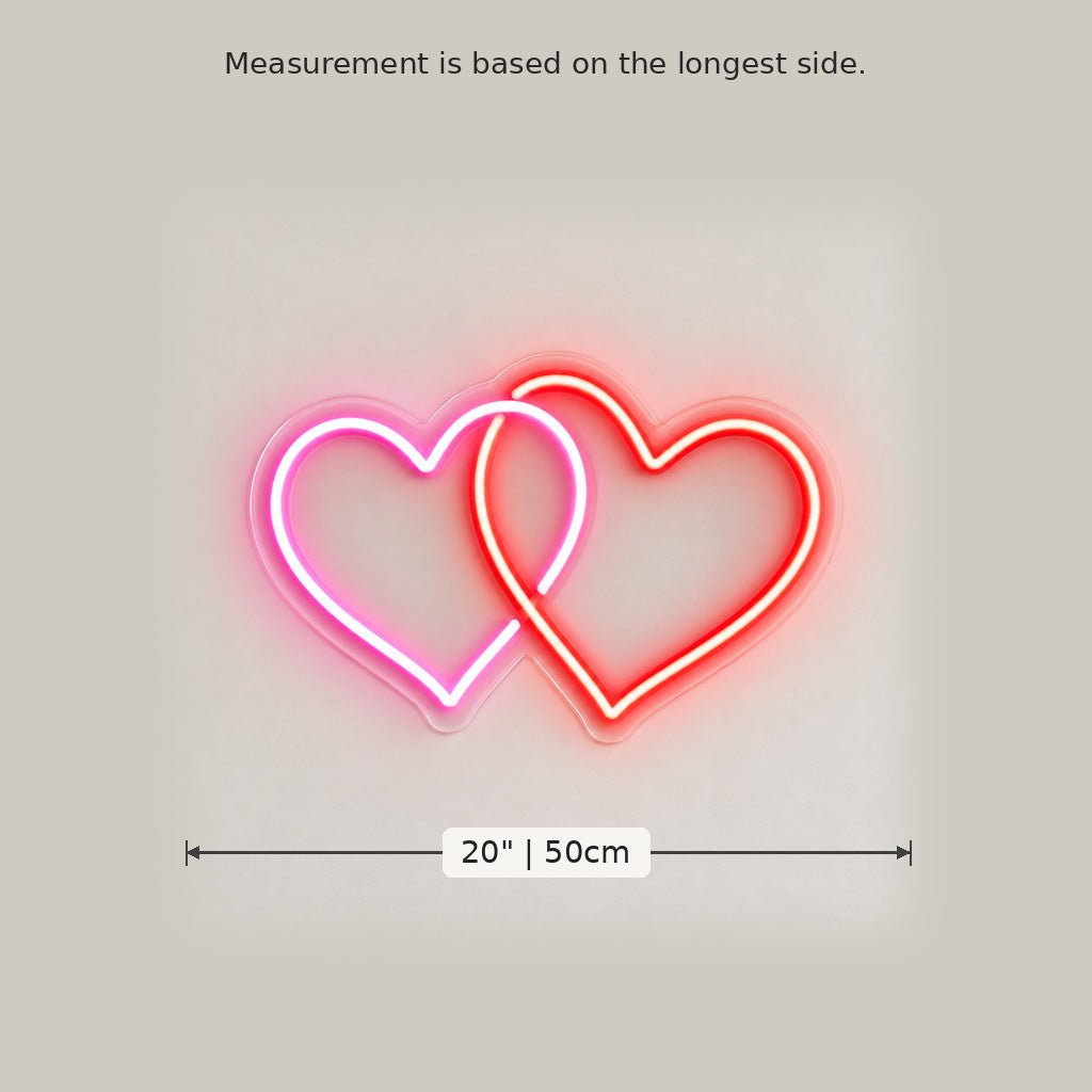 Intertwined Hearts Pink Red LED Neon Sign - Shineneon