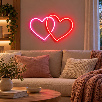 Intertwined Hearts Pink Red LED Neon Sign - Shineneon