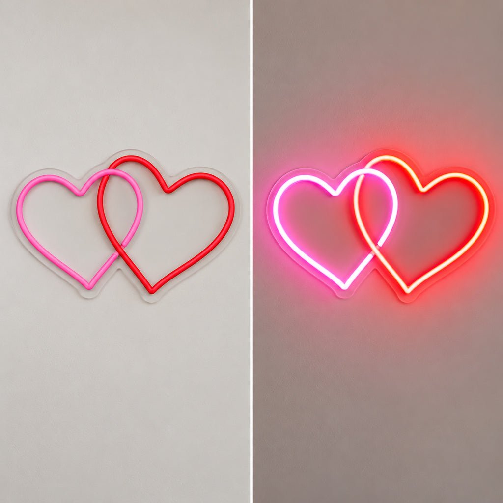 Intertwined Hearts Pink Red LED Neon Sign - Shineneon