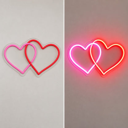 Intertwined Hearts Pink Red LED Neon Sign - Shineneon