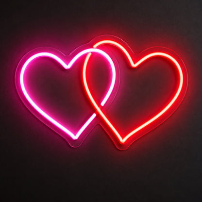 Intertwined Hearts Pink Red LED Neon Sign - Shineneon