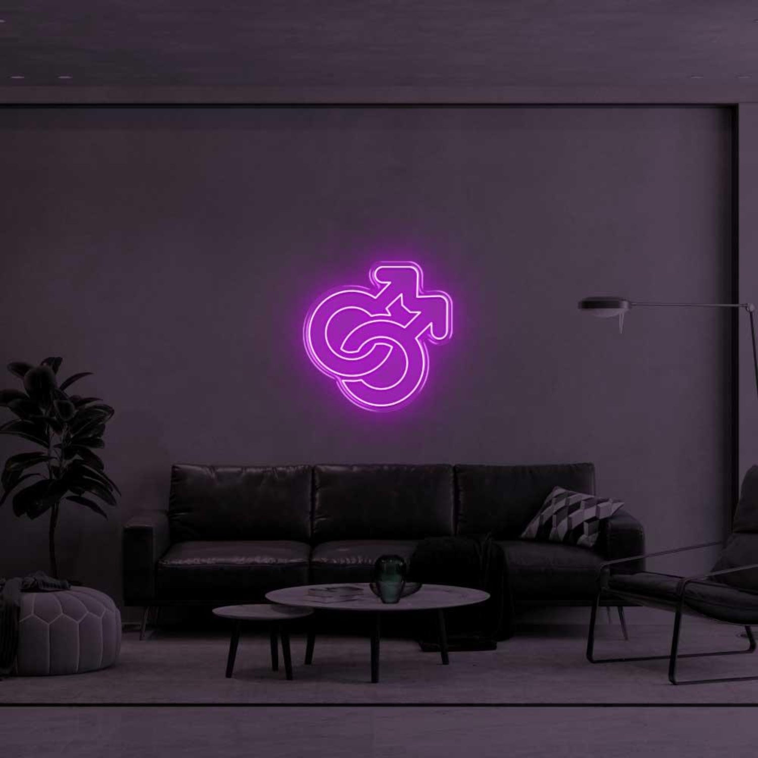 Intertwined Male Symbols Yellow Led Neon Sign For Modern Living Room | Shineneon