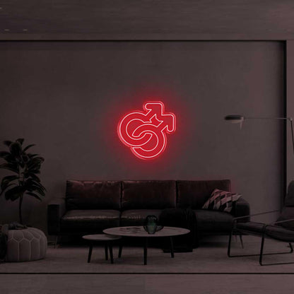 Intertwined Male Symbols Yellow Led Neon Sign For Modern Living Room | Shineneon
