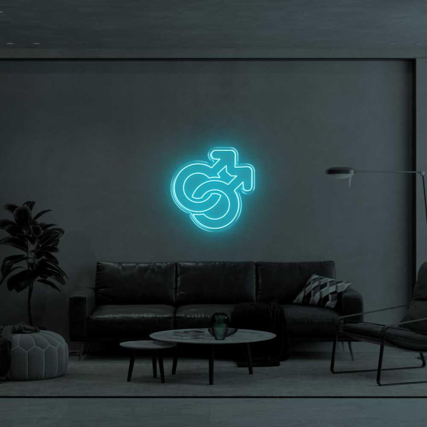 Intertwined Male Symbols Yellow Led Neon Sign For Modern Living Room | Shineneon